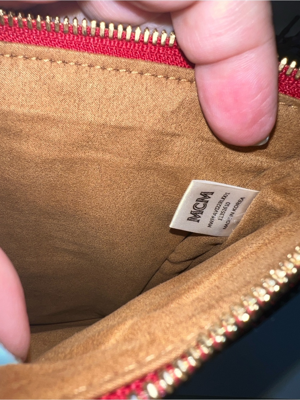 Authentic MCM Red Visetos Crossbody Clutch Bag - Picture 6 of 8